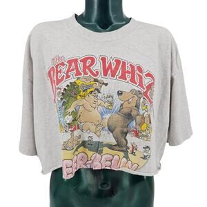 Bear Whiz Quick Draw Beer Vintage 90s Graphic Crop Tee T-Shirt Women's XXL 4068